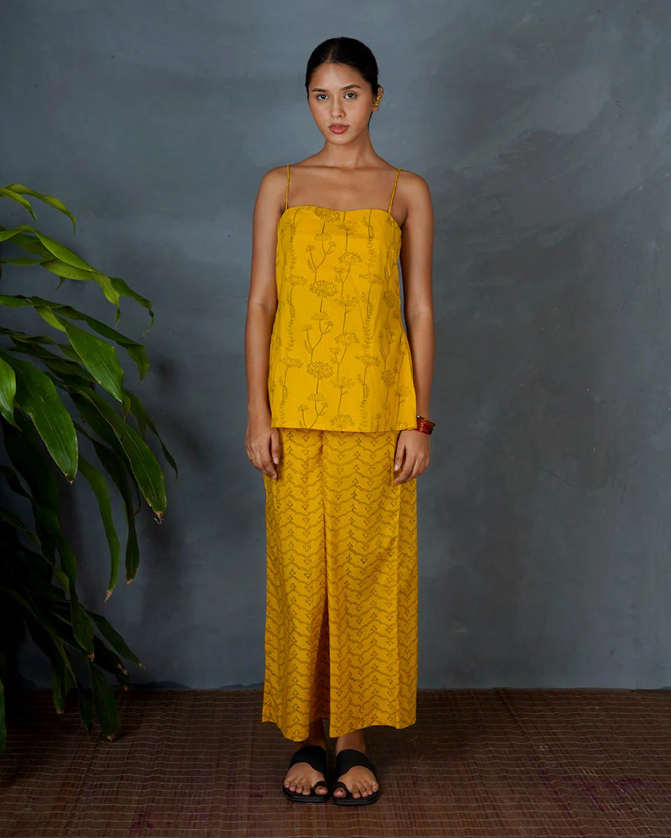 Noor Yellow Hand Block Printed Cotton Top-MYA - Image 5