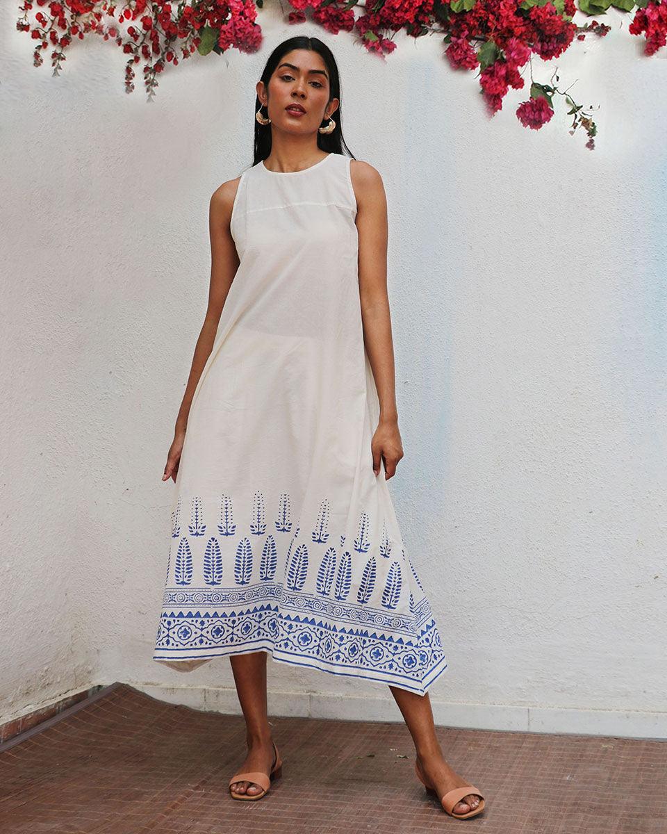 Nuresa Blockprinted Cotton Dress - BGVL