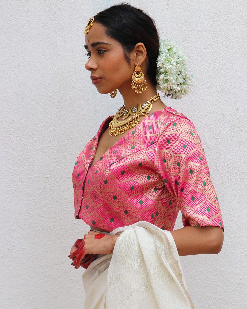 Nuria Pink Brocade Blouse - Image 6