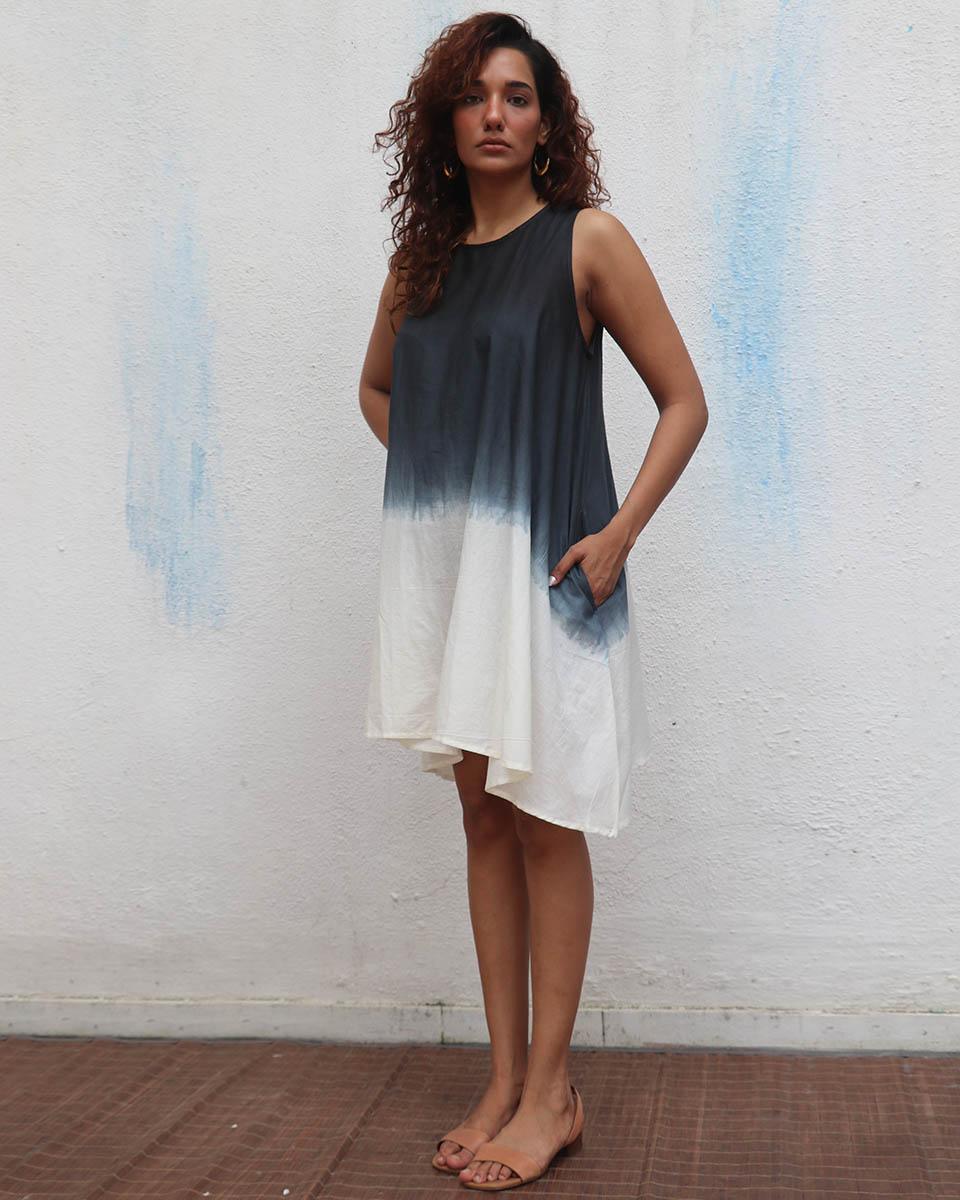 Oreo Truffle Block Printed Cotton Dress - Mono - Image 7