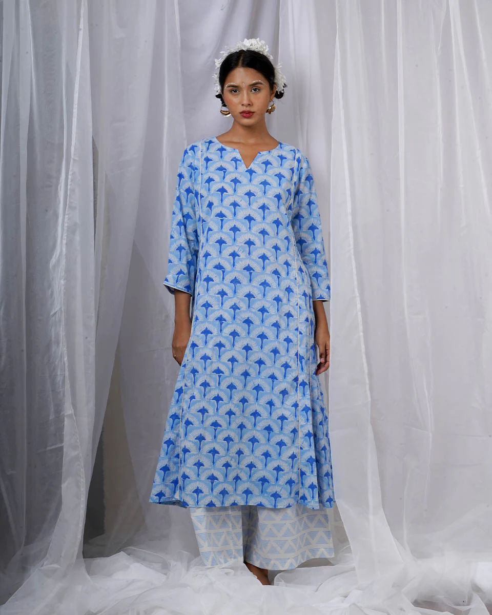 Pakhi Blue Hand Block Printed Kurti-BAD - Image 10