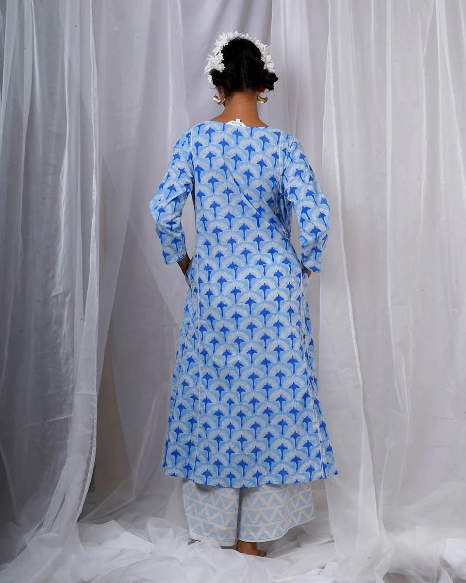 Pakhi Blue Hand Block Printed Kurti-BAD - Image 11