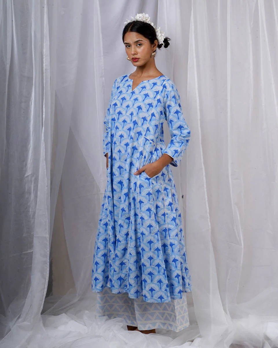 Pakhi Blue Hand Block Printed Kurti-BAD - Image 8
