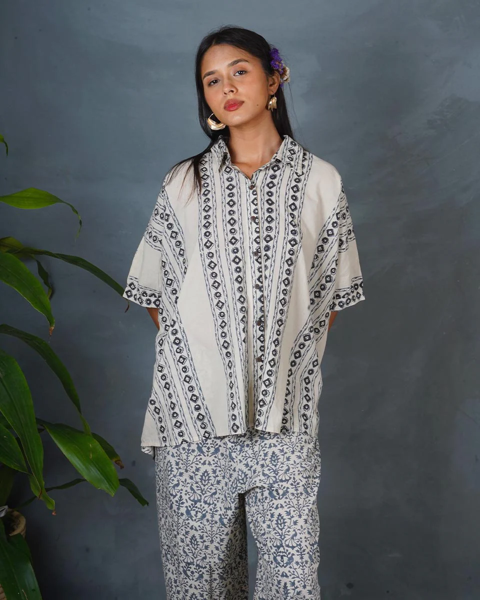 Pearl Horizon Ivory Block Printed Shirt - BMS - Image 7
