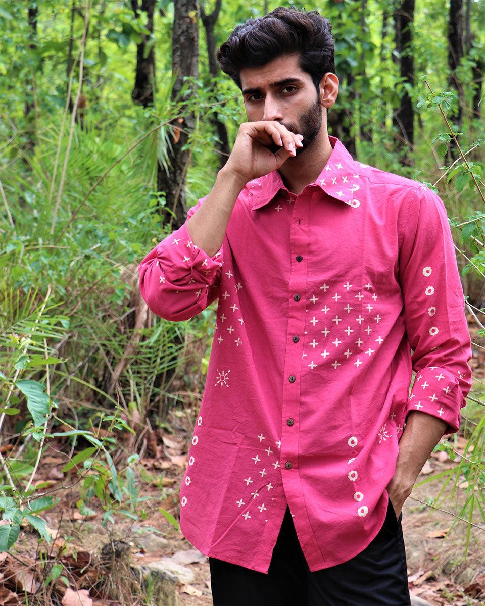 Pink Block Printed Cotton Shirt - Image 5