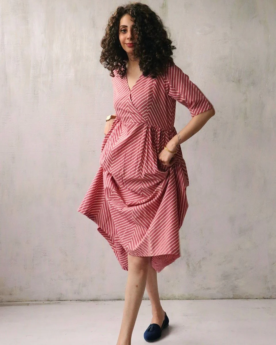 Pink Blockprinted Cotton Dress - Image 4