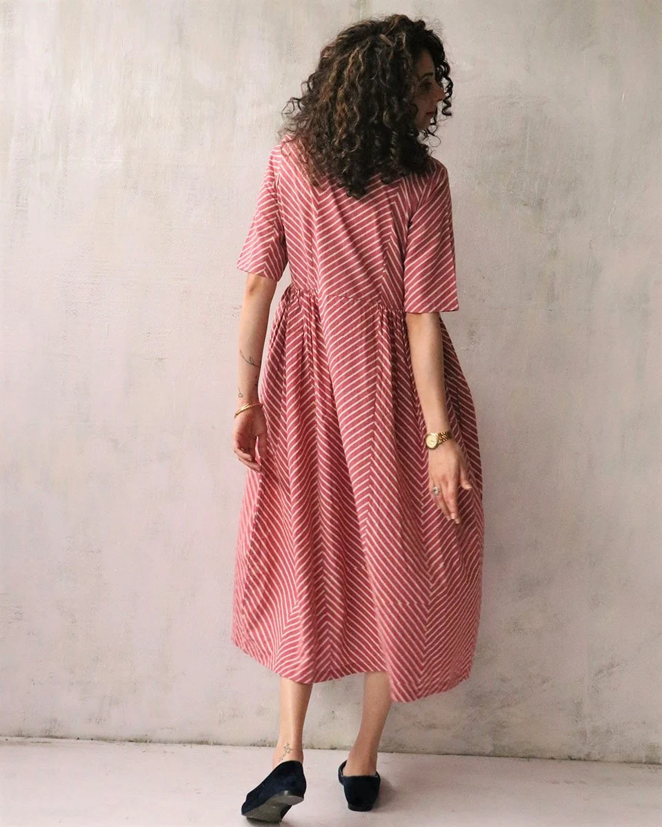 Pink Blockprinted Cotton Dress - Image 5