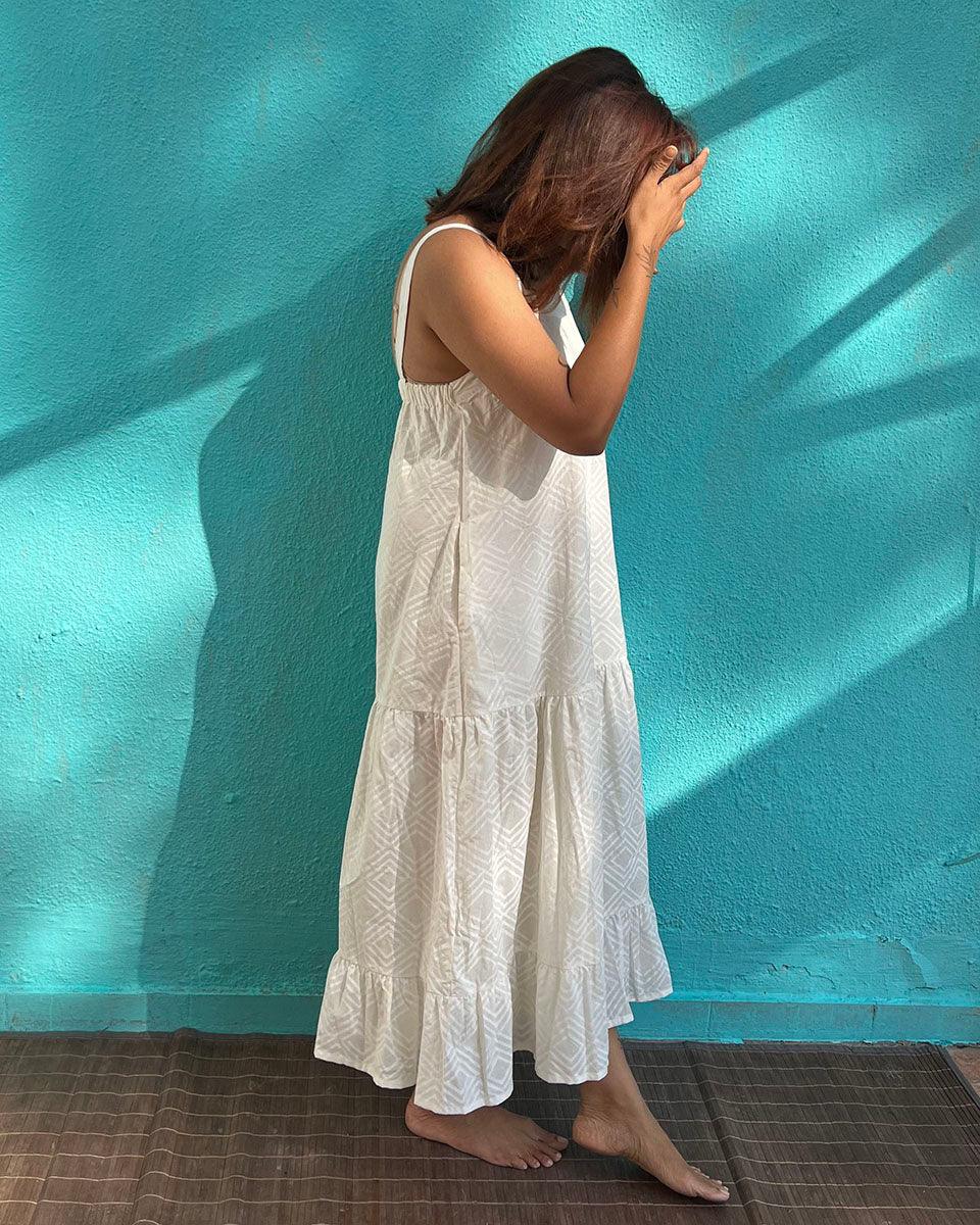 Poornima Cotton Dress - Safed - Image 6