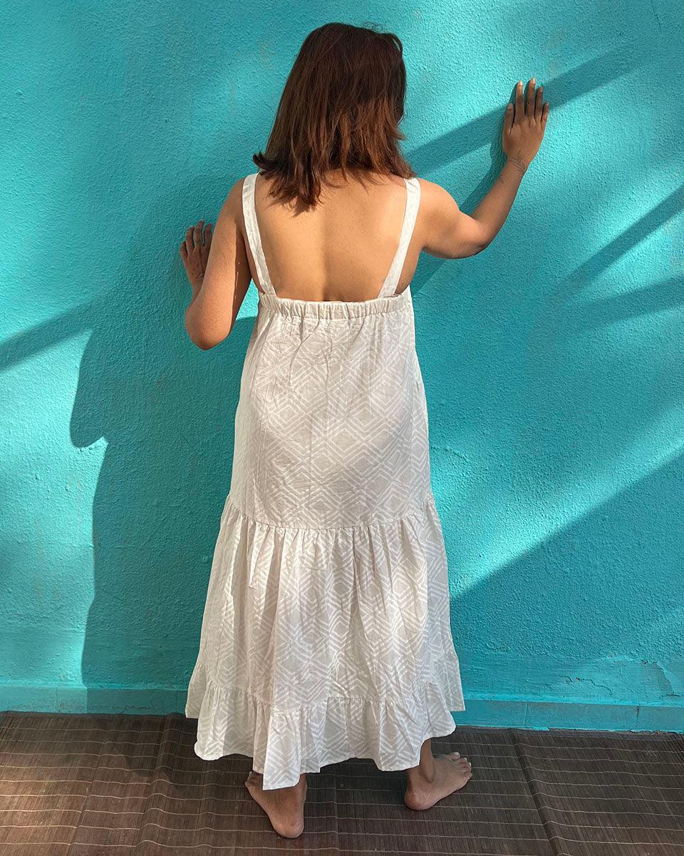 Poornima Cotton Dress - Safed - Image 7