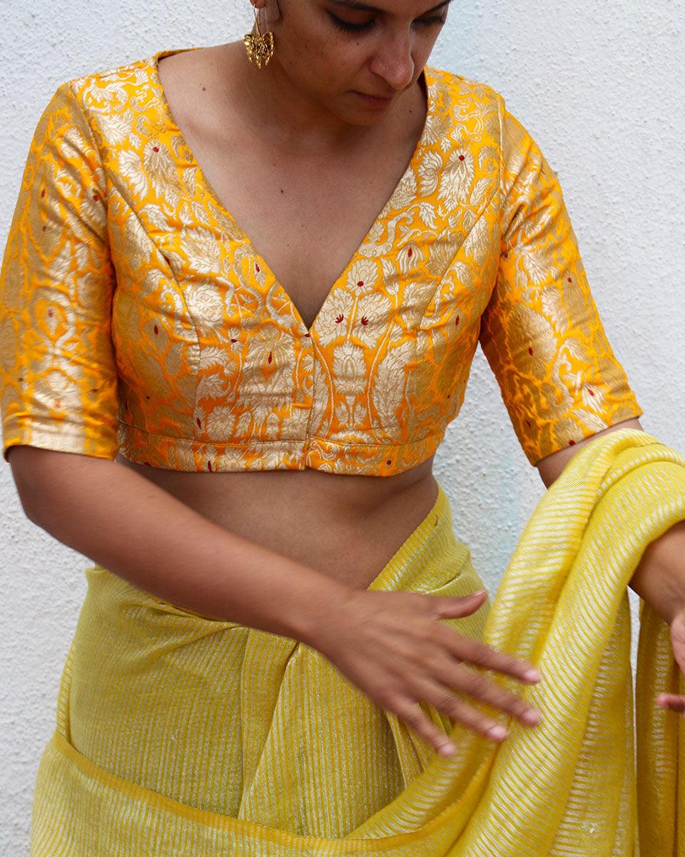 Poppy Yellow Brocade Blouse - TOG - Image 2
