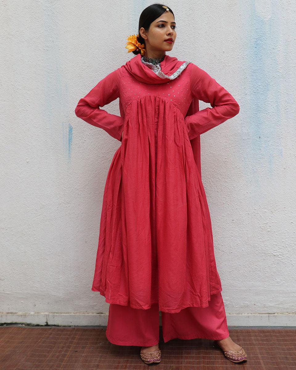 Preet Rose Mulmul Cotton Kurta Set with Dupatta Set of 3 - Jugnoo - Image 4
