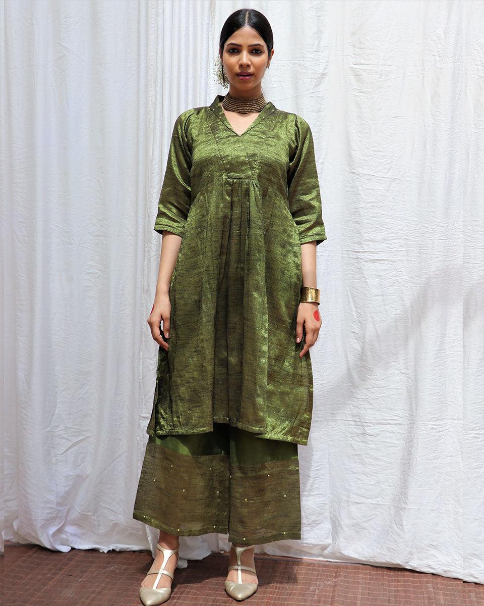 Prithvi Handwoven Cotton Zari Kurta Set - Zari