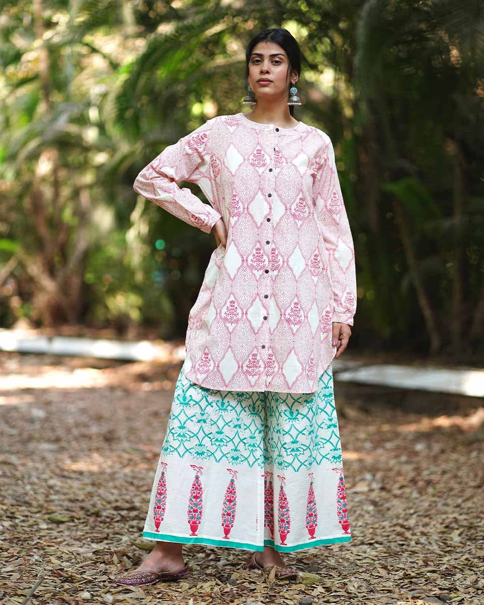 Promise of a Primrose Blush Pink Hand Block Print Kurti - MMG - Image 2