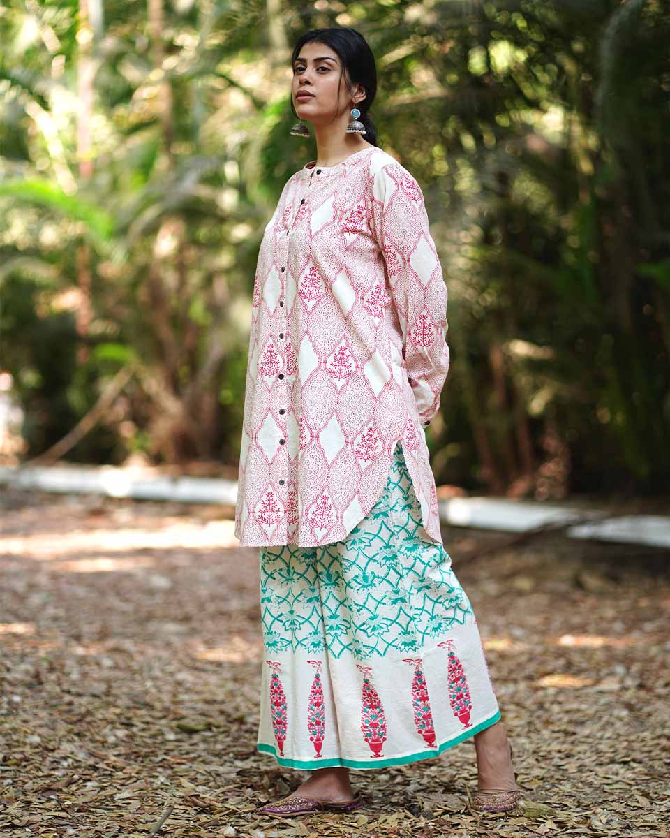 Promise of a Primrose Blush Pink Hand Block Print Kurti - MMG - Image 4