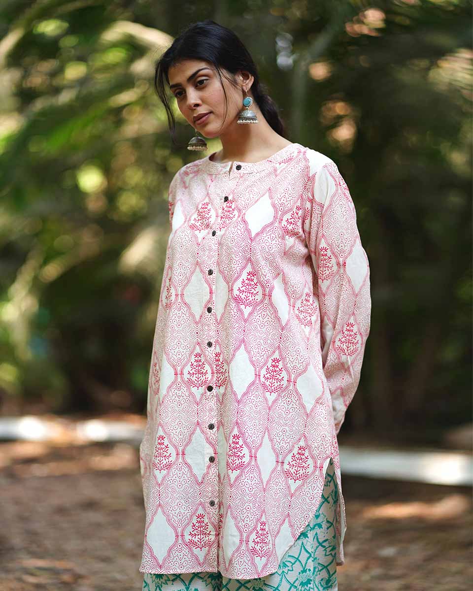 Promise of a Primrose Blush Pink Hand Block Print Kurti - MMG - Image 7