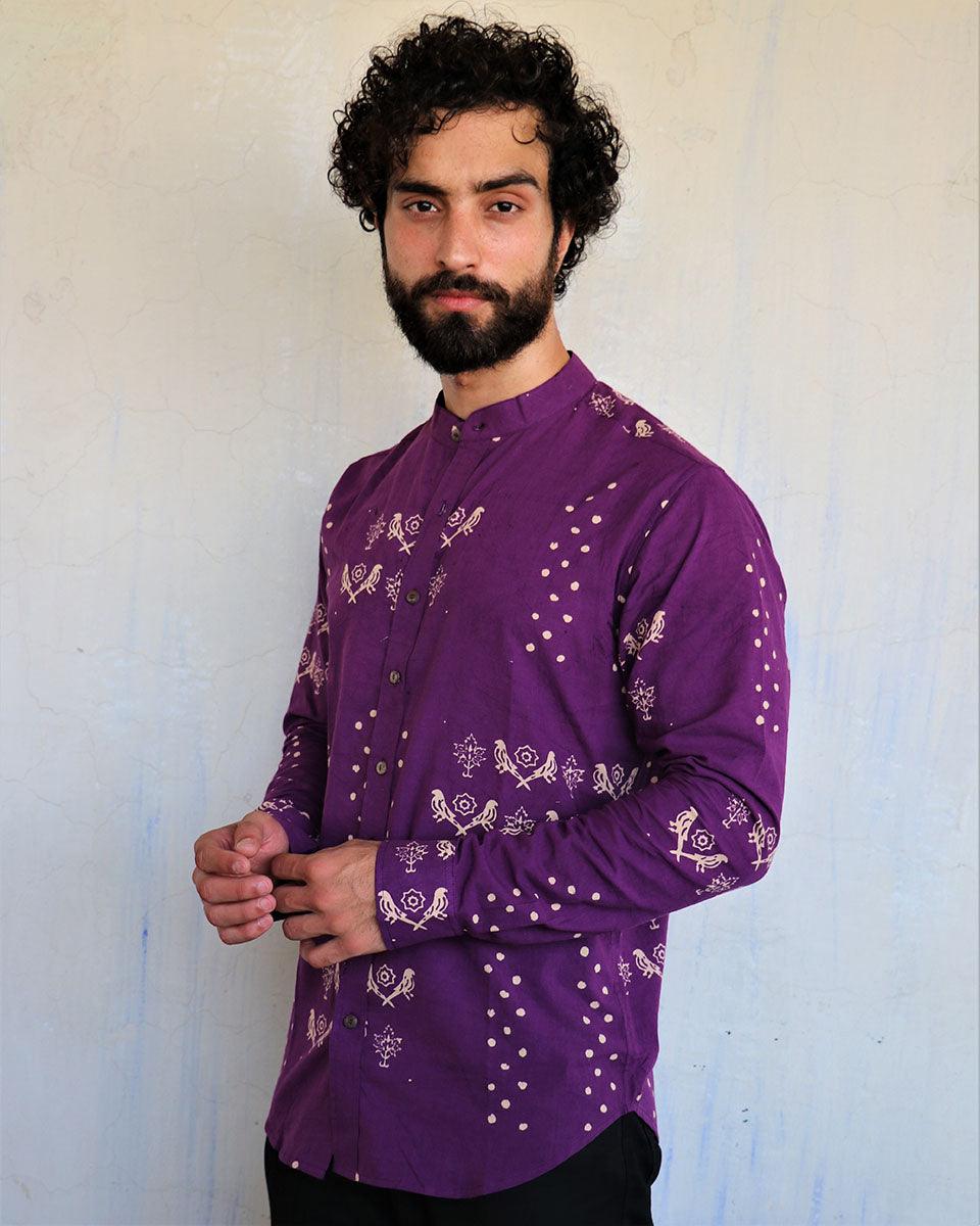 Purple Blockprinted Men's Shirt - Image 6