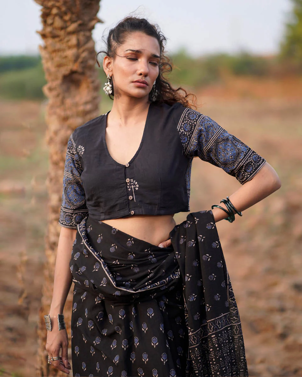 Quiet Eclipse Blockprinted Cotton Blouse-WWB - Image 4