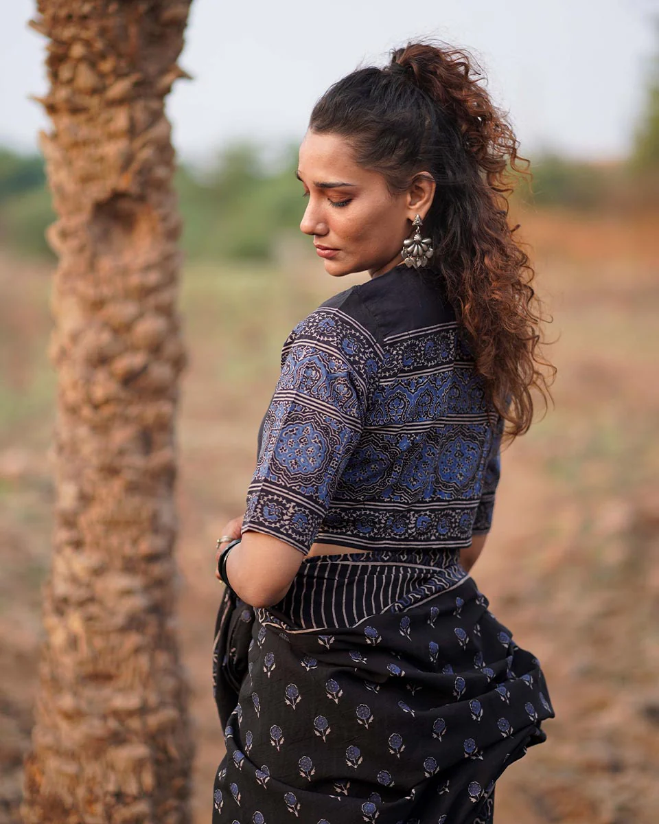 Quiet Eclipse Blockprinted Cotton Blouse-WWB - Image 6