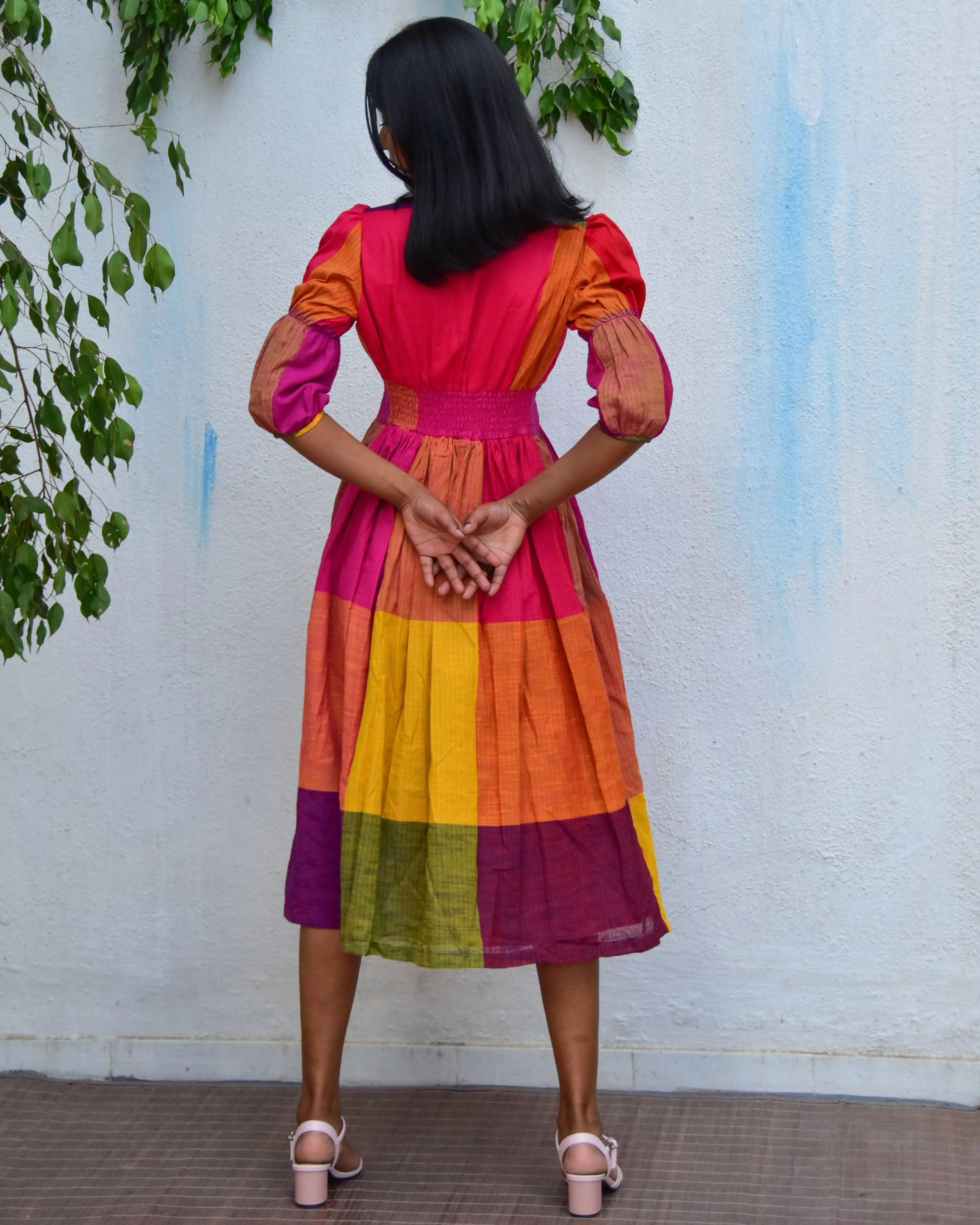 Rainbow Rhapsody Handwoven Cotton Dress - Rc - Image 10