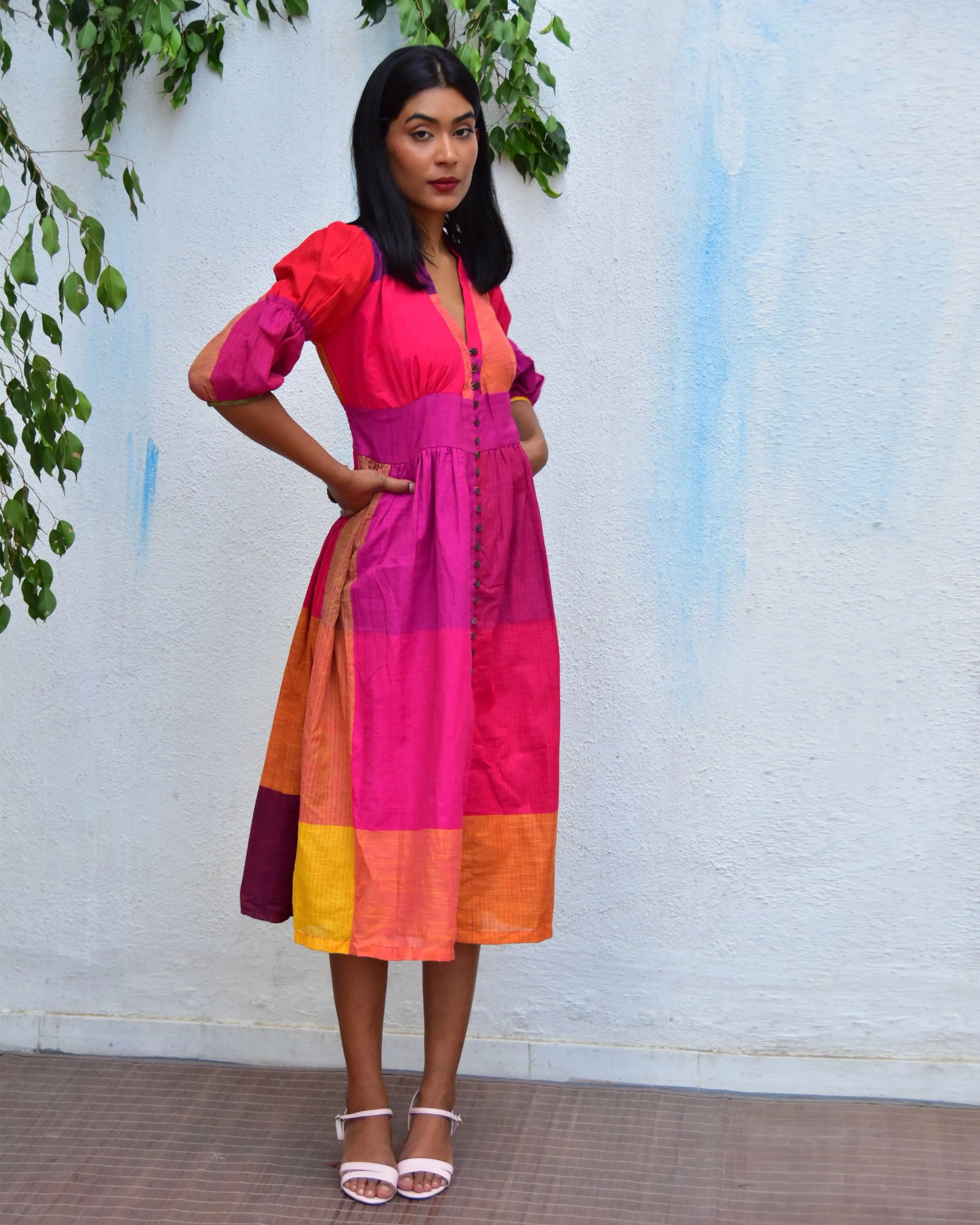 Rainbow Rhapsody Handwoven Cotton Dress - Rc - Image 5