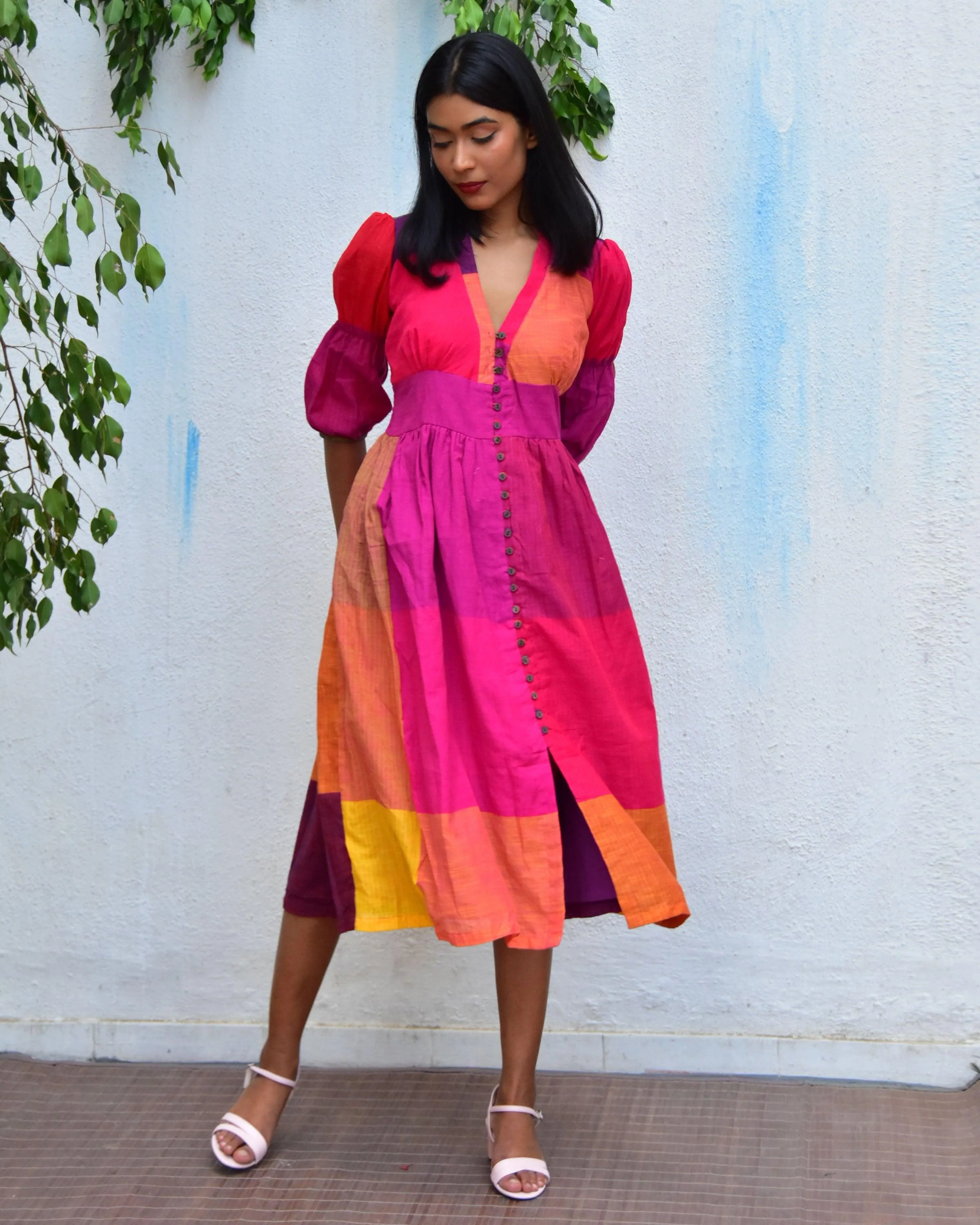 Rainbow Rhapsody Handwoven Cotton Dress - Rc - Image 7