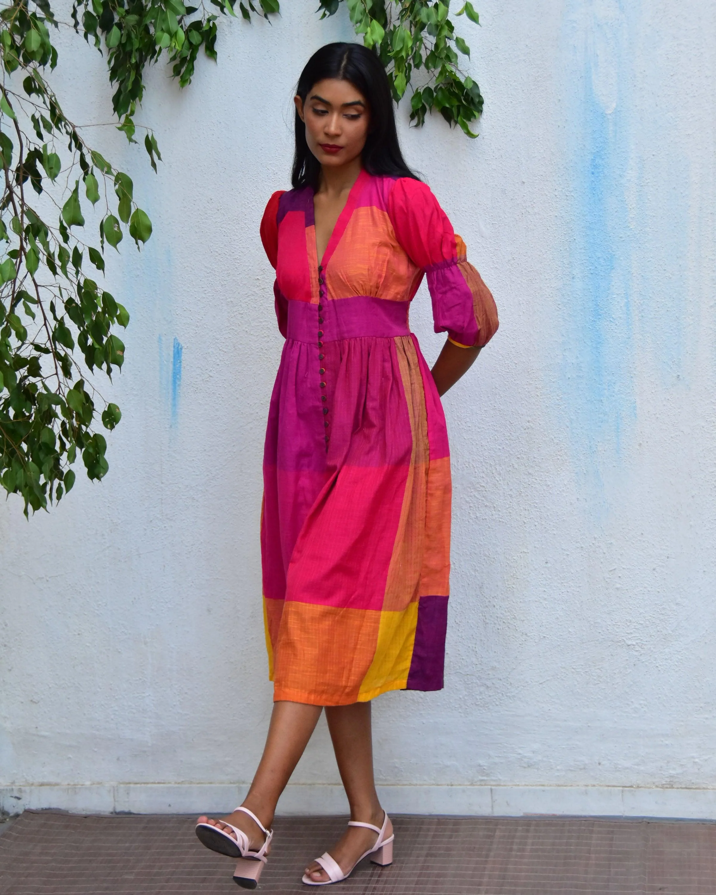 Rainbow Rhapsody Handwoven Cotton Dress - Rc - Image 9
