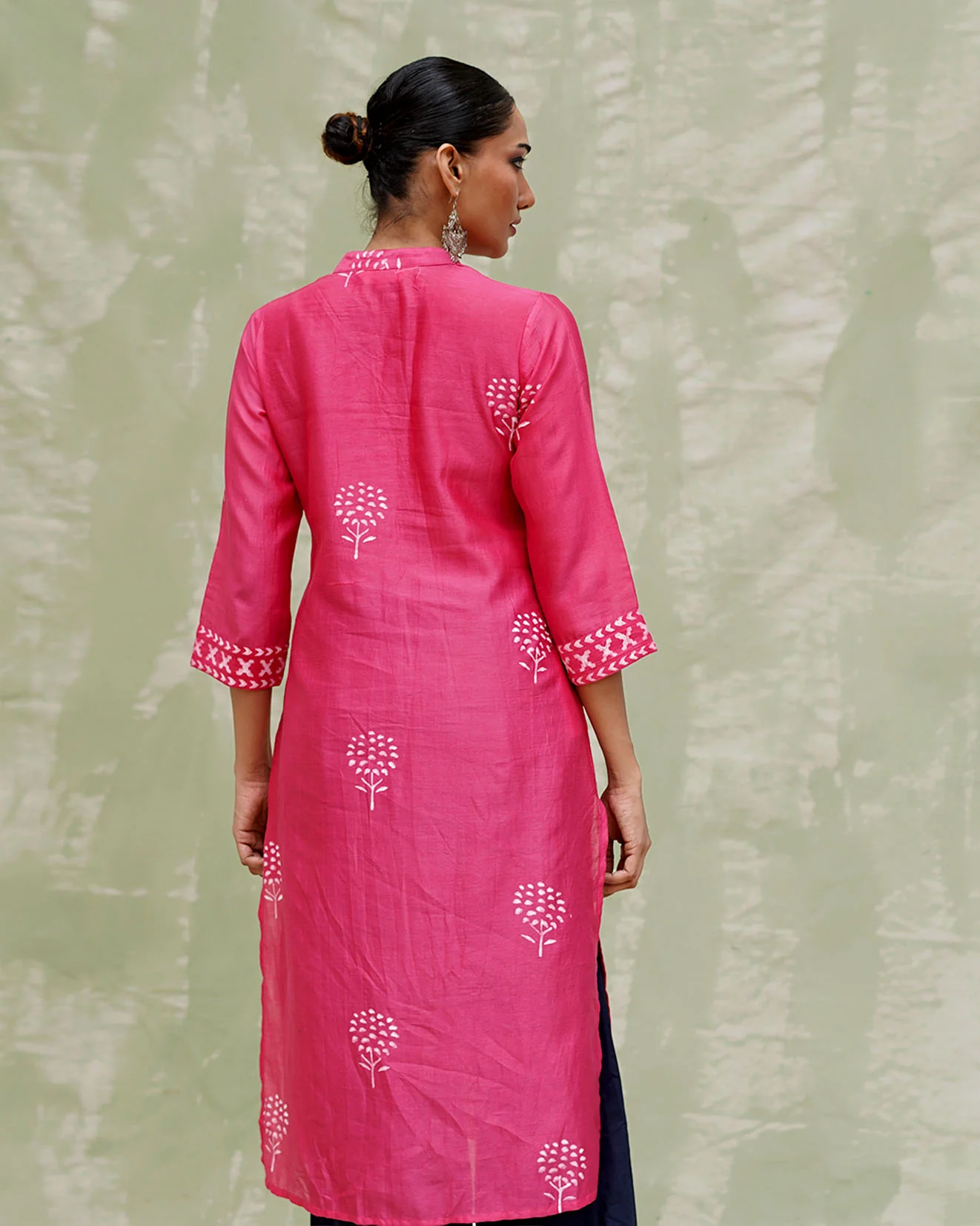 Rang Reet Pink Handblock Printed Chanderi Silk Kurti - CHD - Image 5