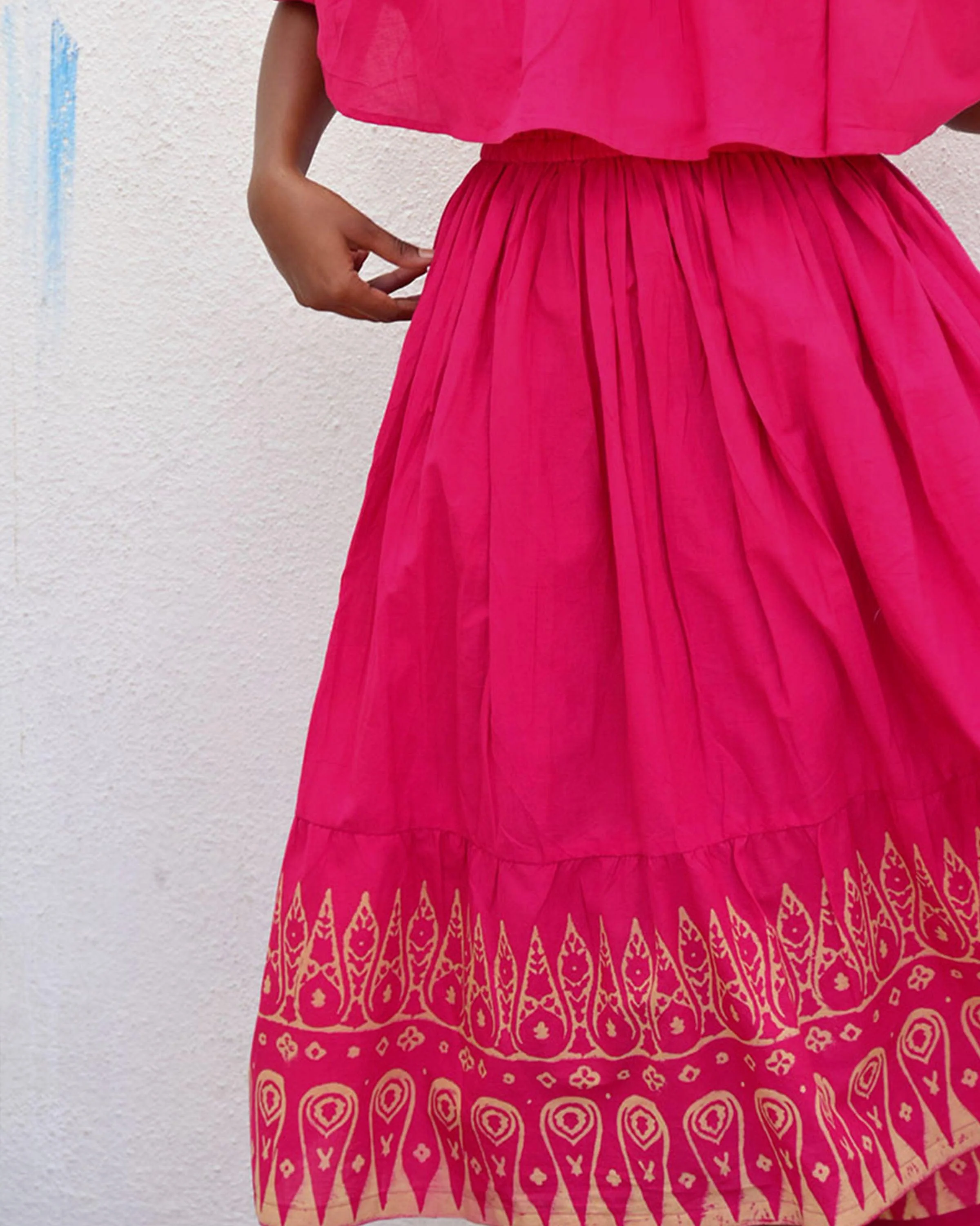 Rani Off Shoulder Handblockprinted Cotton Dress-Sor - Image 7