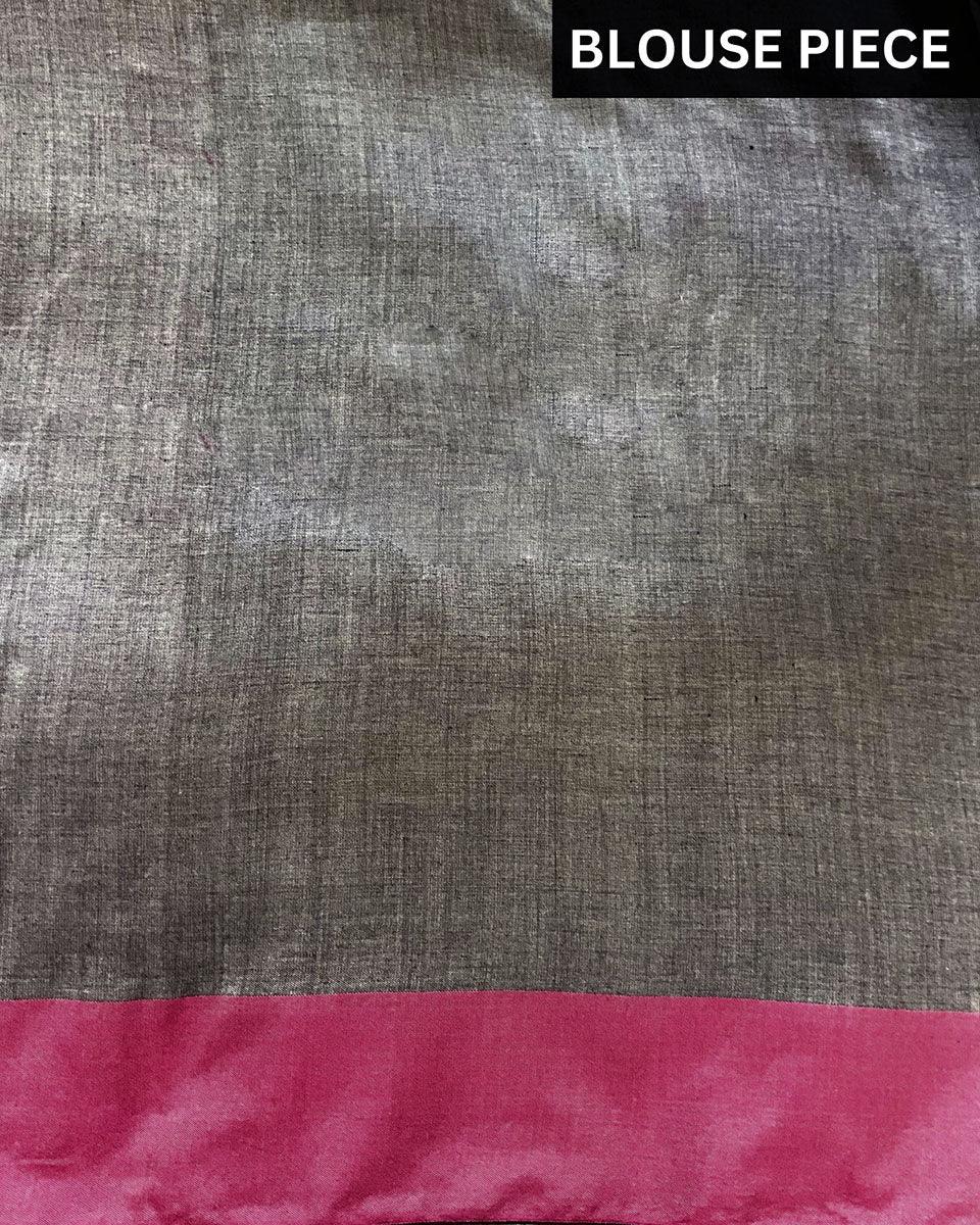 Iqraar Handwoven Pure Cotton Viscose Saree - Holi - Image 4