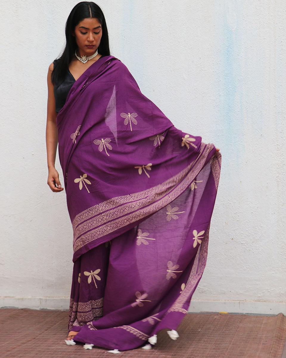 Renaissance Handblockprinted Cotton Saree - Fmtm - Image 2
