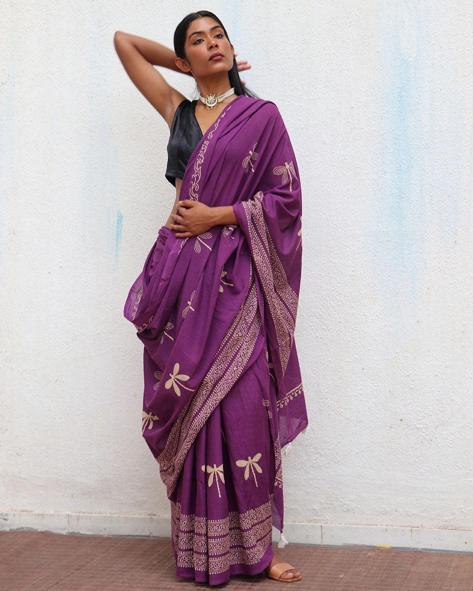 Renaissance Handblockprinted Cotton Saree - Fmtm - Image 4
