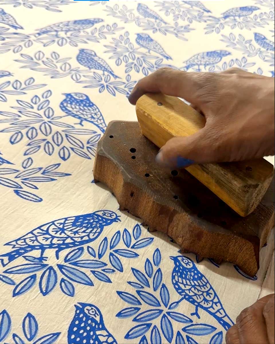 Rimi Ivory Hand Block Printed Saree-BAD - Image 3