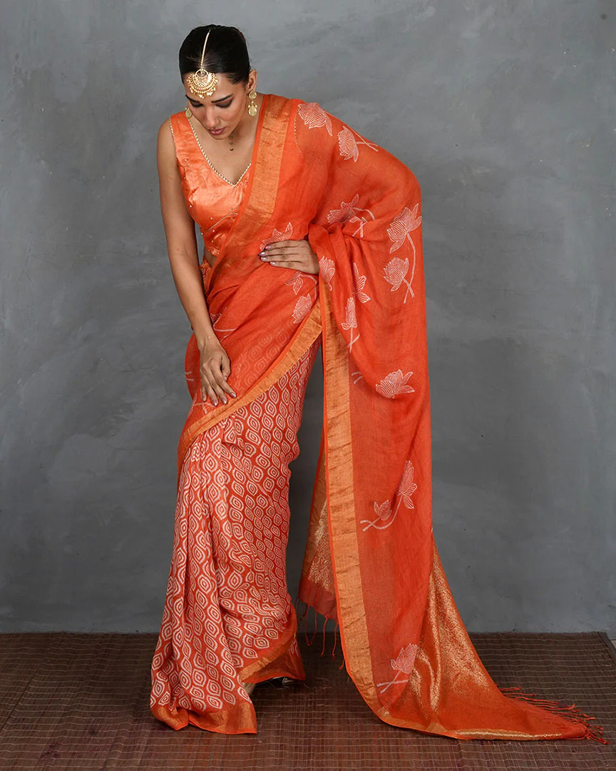 Rivya Orange Mashru Silk Blouse - TARA - Image 5