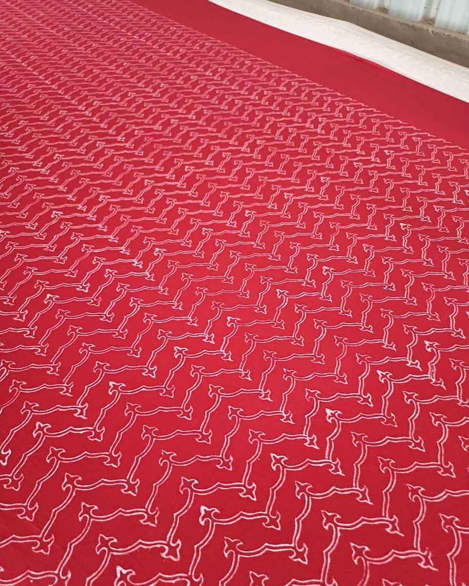 Roopika Red Hand Block Printed Cotton Saree-MYA - Image 3