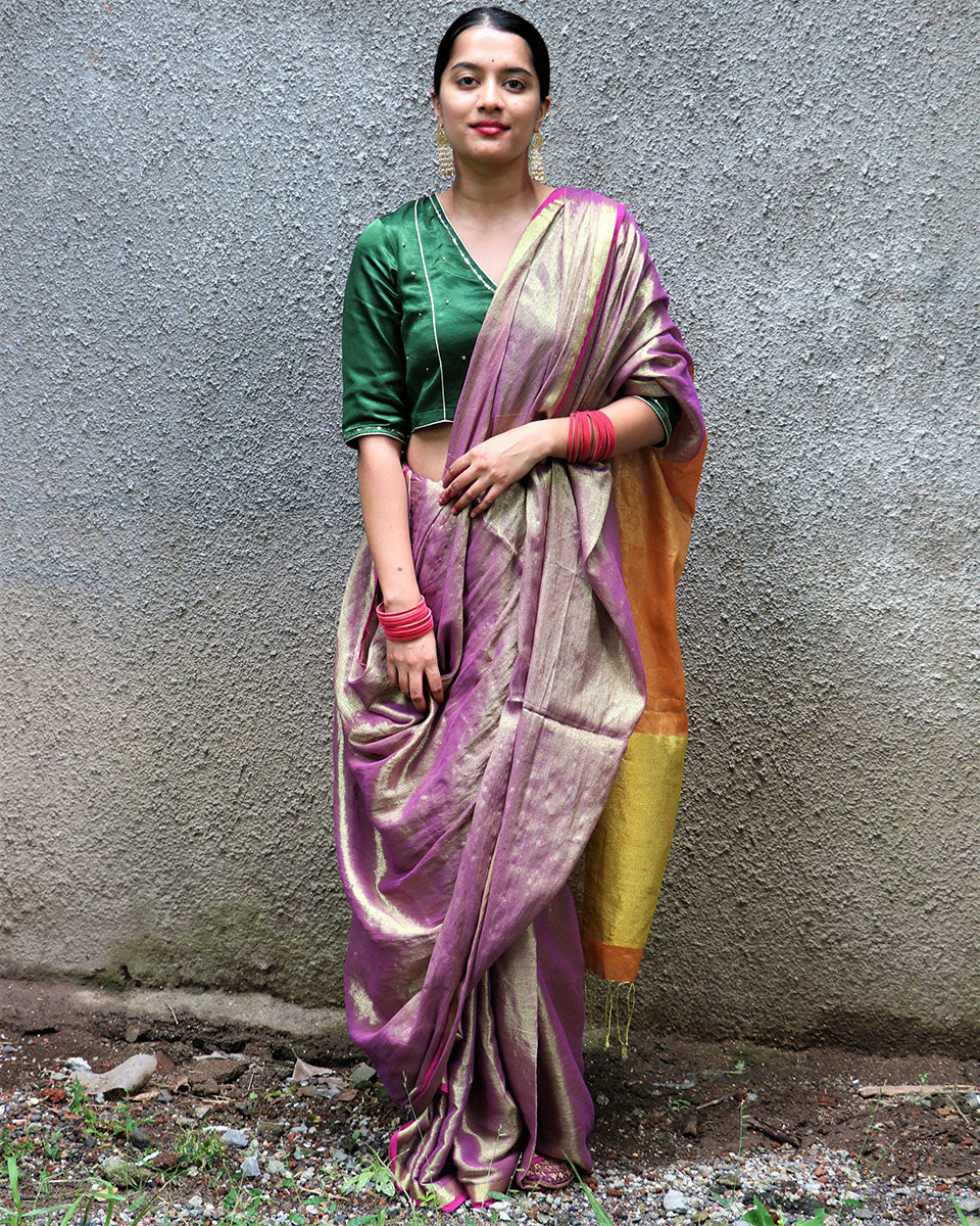 Roshani Handwoven Cotton Zari Saree - Chandani - Image 2
