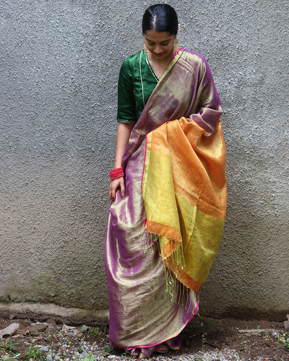 Roshani Handwoven Cotton Zari Saree - Chandani - Image 4