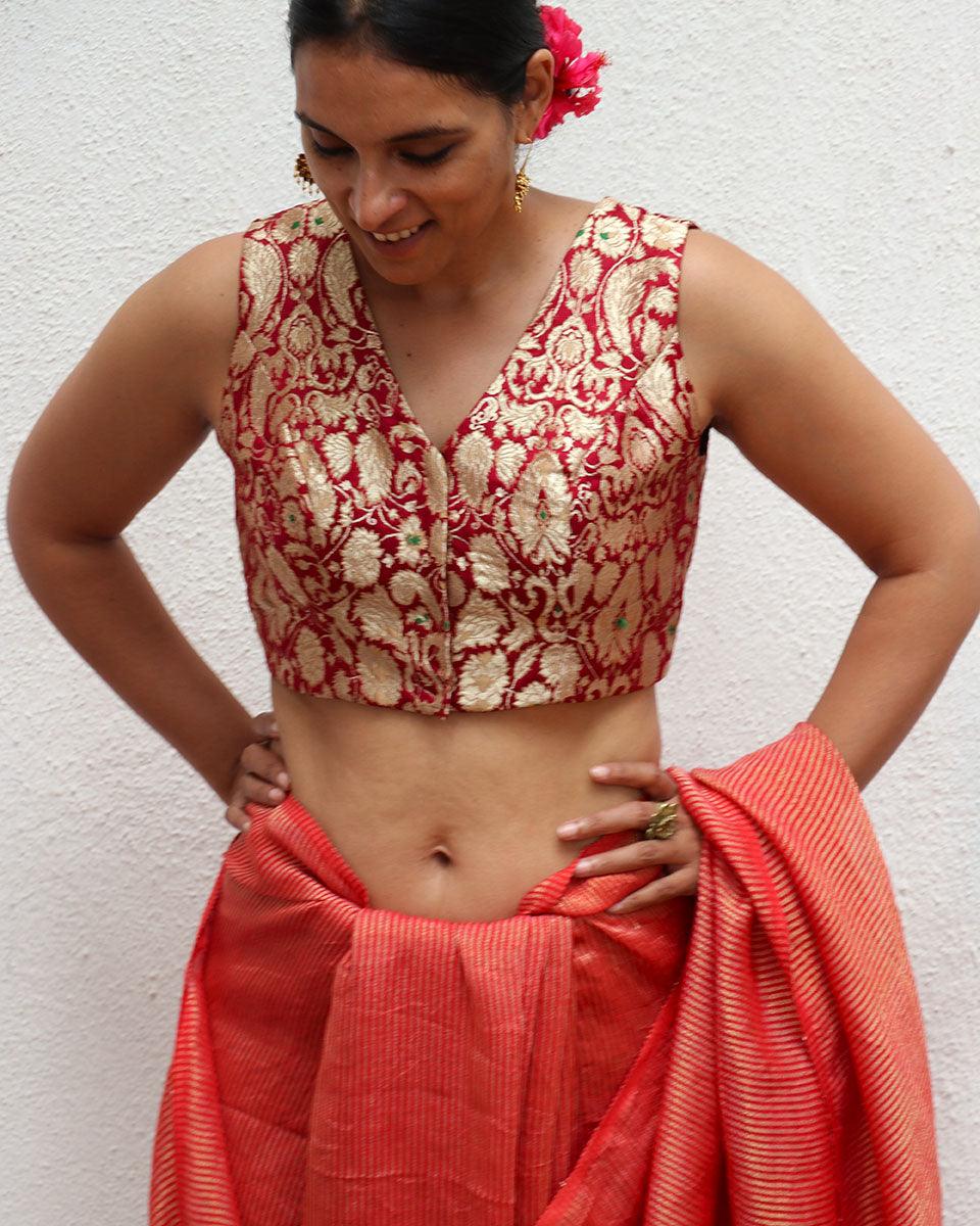 Ruby Red Brocade Blouse - TOG
