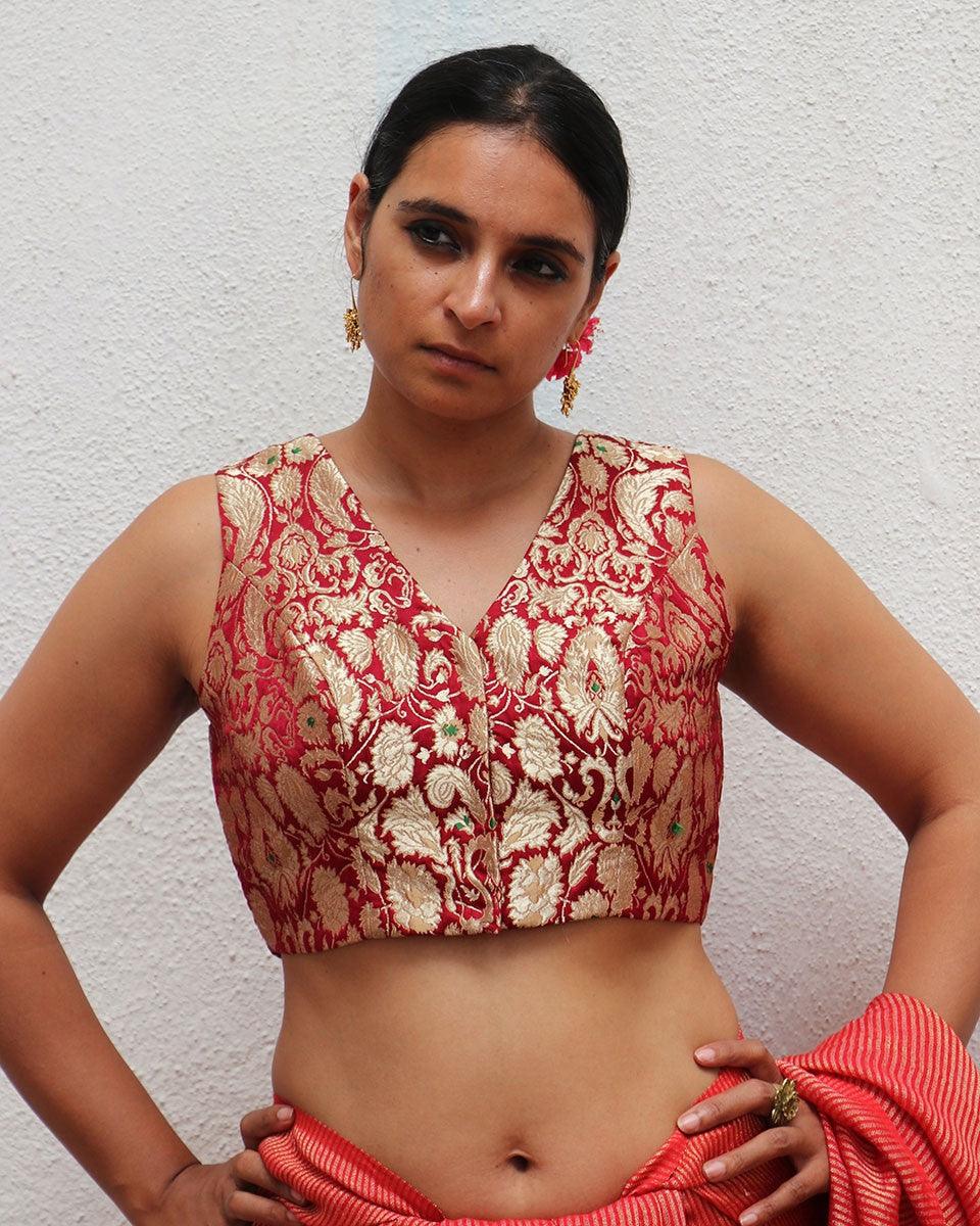 Ruby Red Brocade Blouse - TOG - Image 2