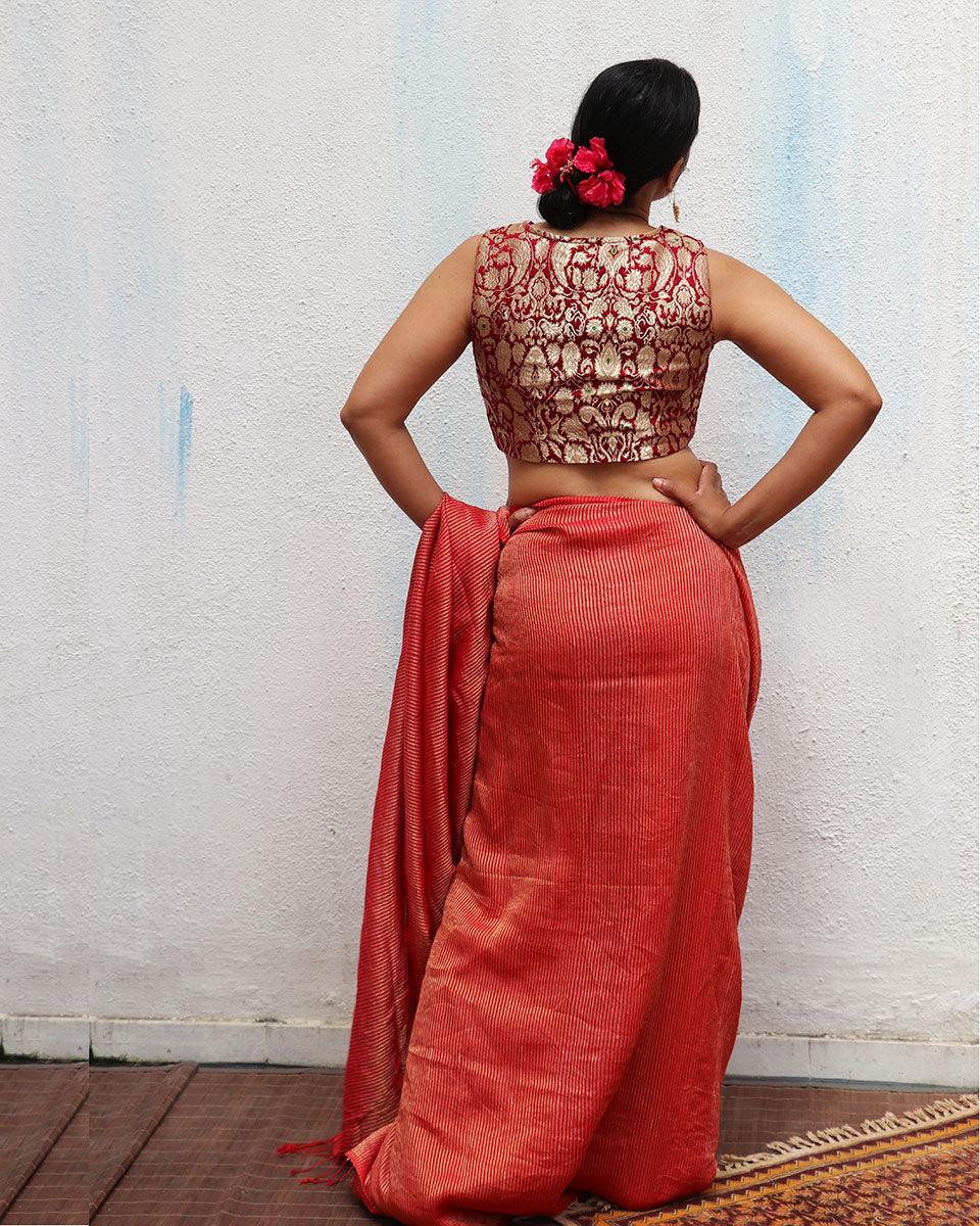 Ruby Red Brocade Blouse - TOG - Image 4