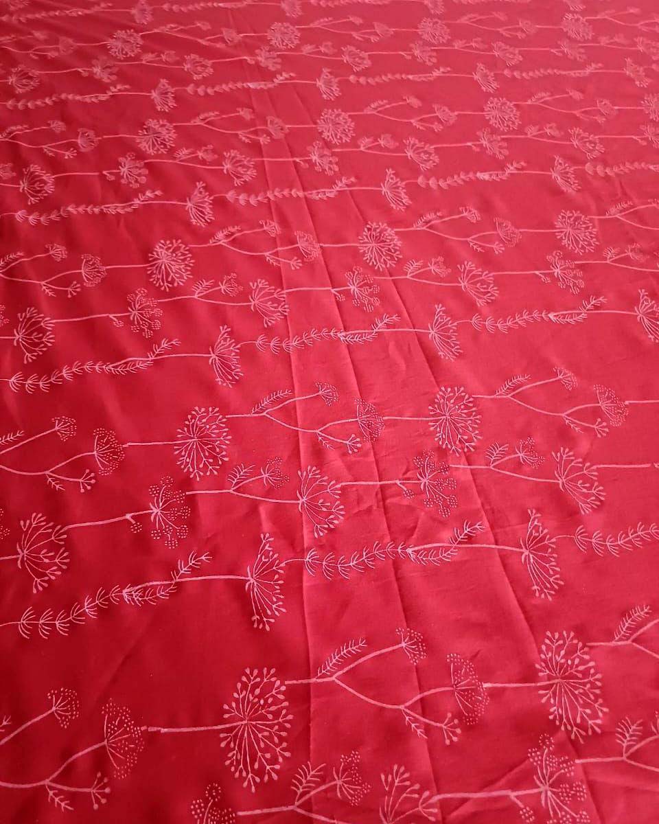 Myra Red Hand Block Printed Cotton Top-MYA - Image 3