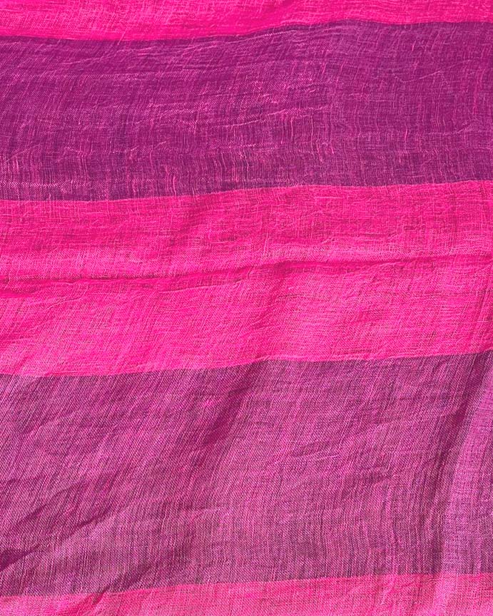 Samira Magneta Handwoven Linen Saree - TARA - Image 13