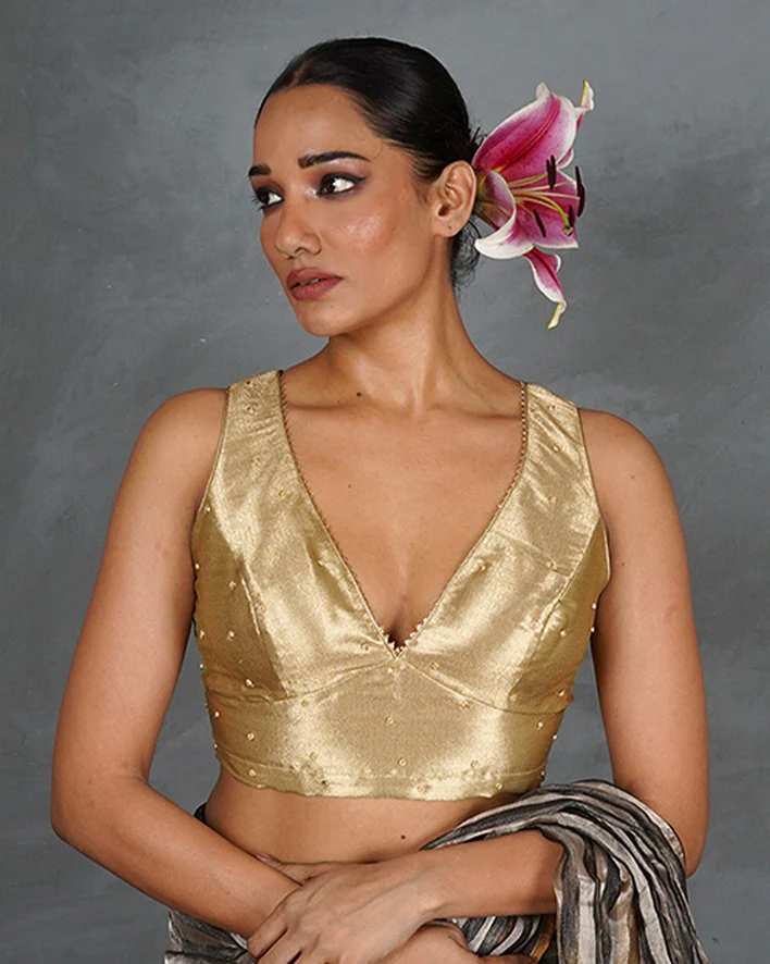 Seek Radiance Golden Tissue Silk Blouse - TARA