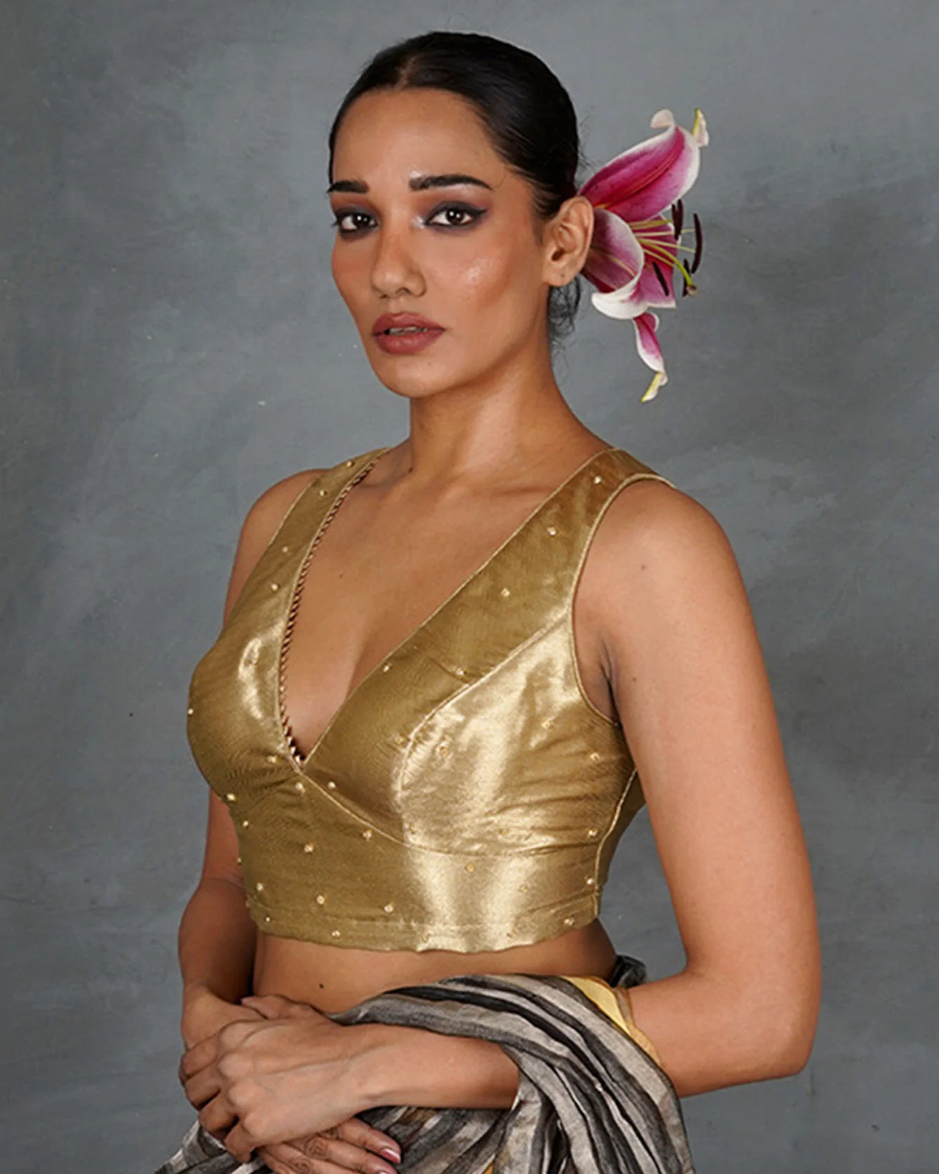 Seek Radiance Golden Tissue Silk Blouse - TARA - Image 3