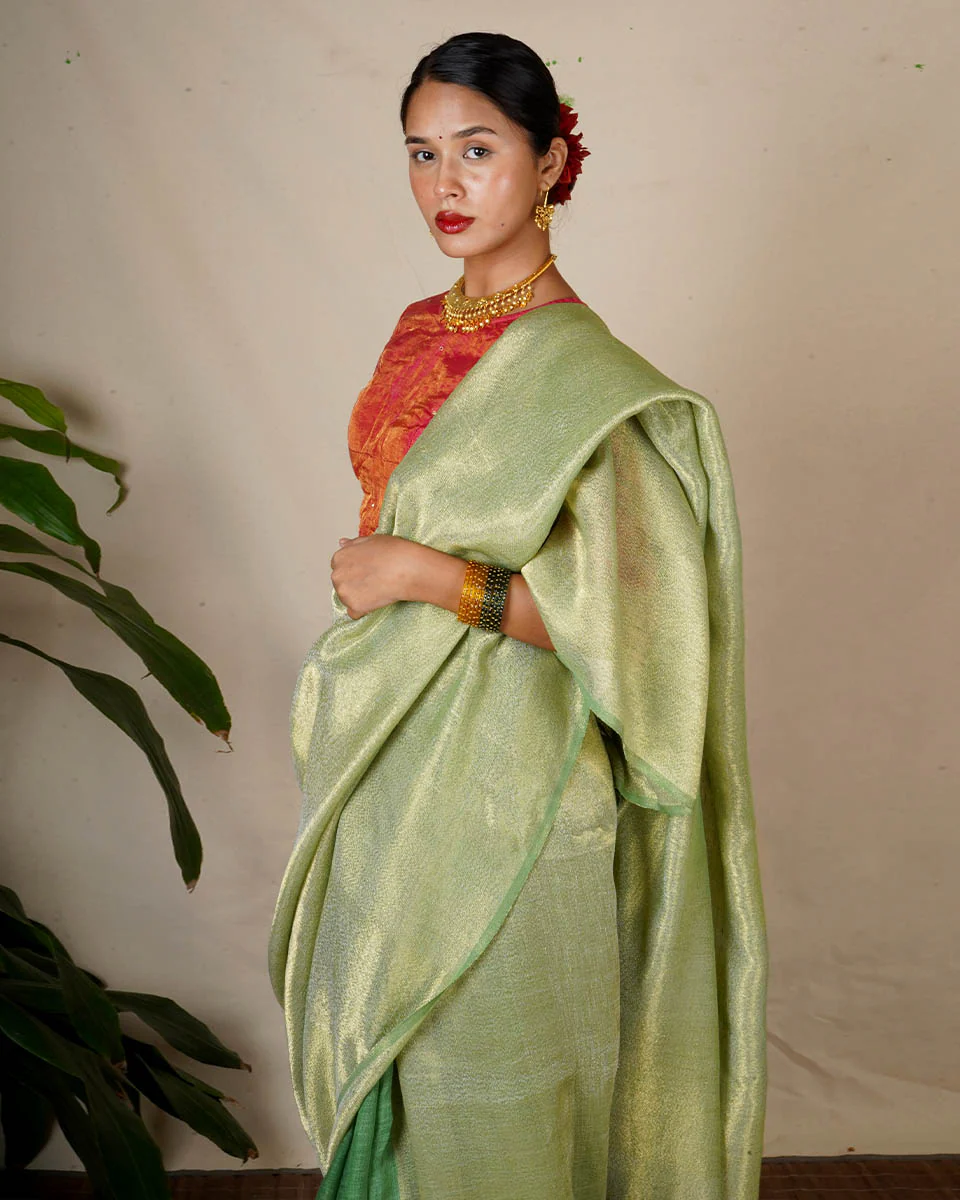 Seher Handwoven Linen Zari Blouse - Eknoor - Image 5