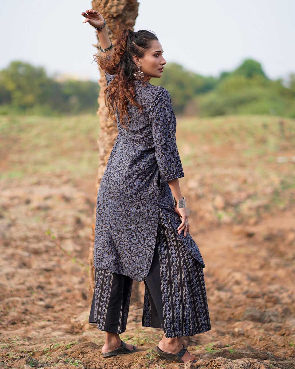 Silky Blooms Blockprinted Cotton Kurti-WWB - Image 9