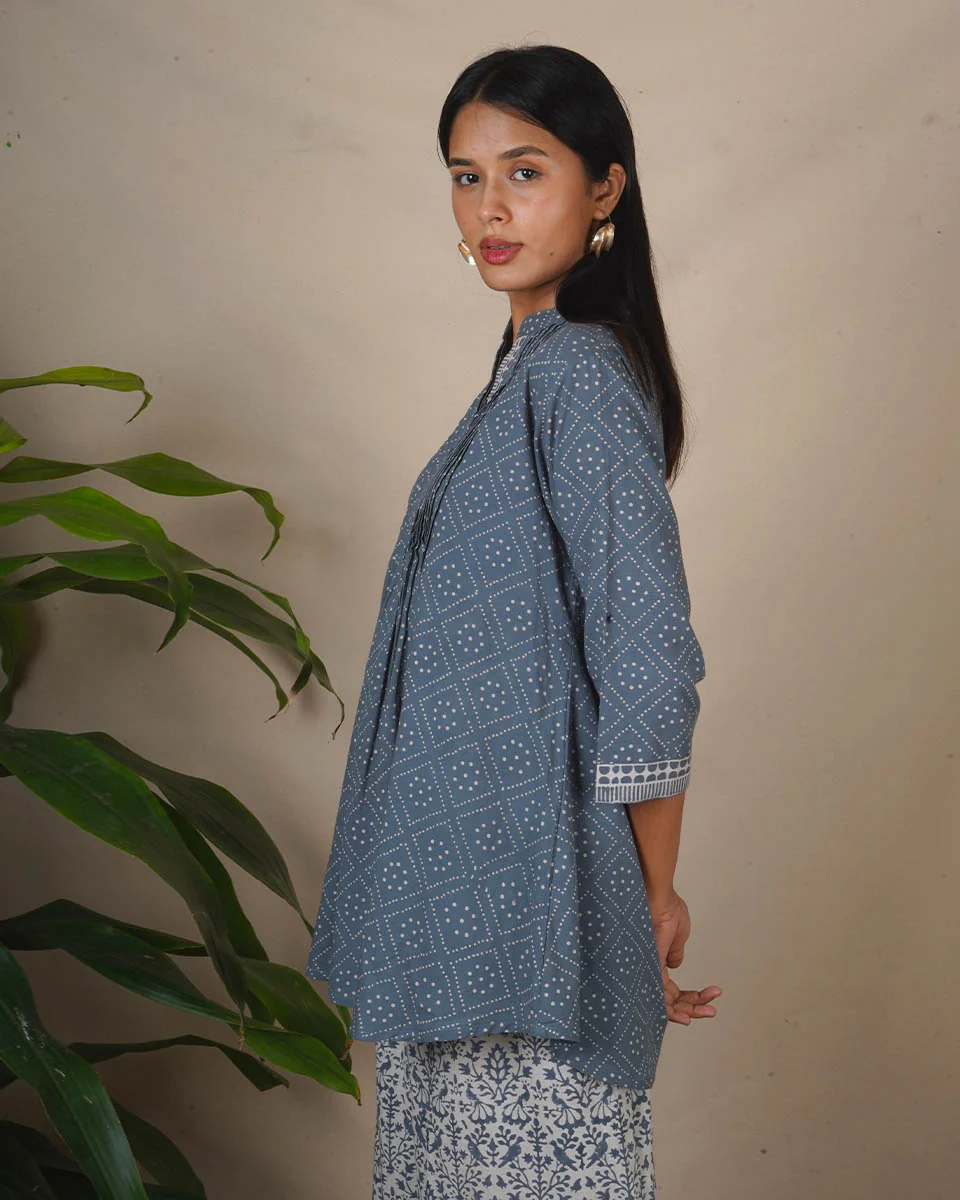 Silt Light Grey Block Printed Top - BMS - Image 3