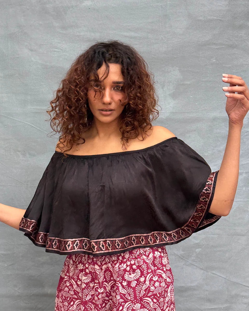 Sky Meets Soil Blockprinted Cotton Top - Image 8