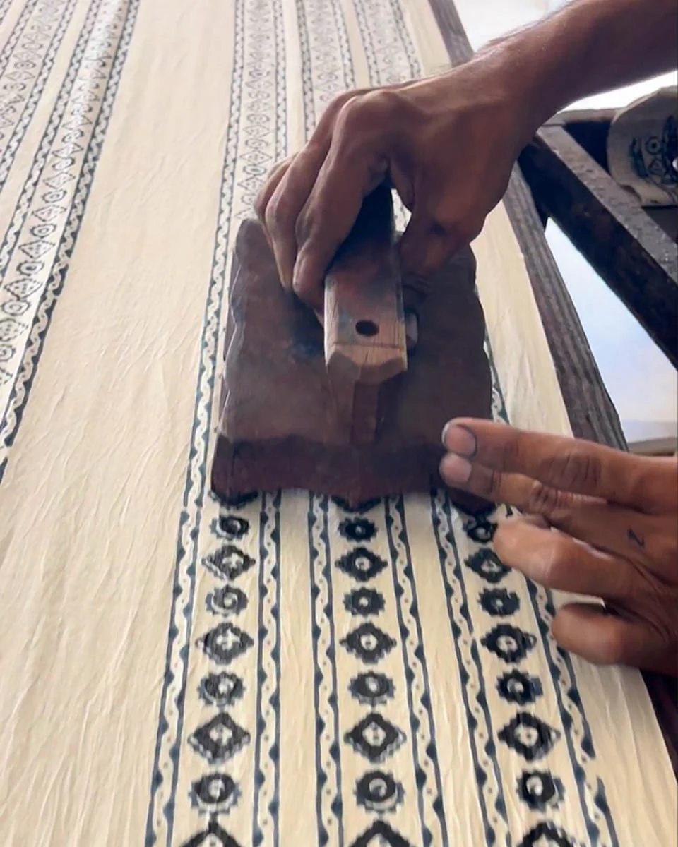 Sky Melt Ivory Block Printed Saree - BMS - Image 3