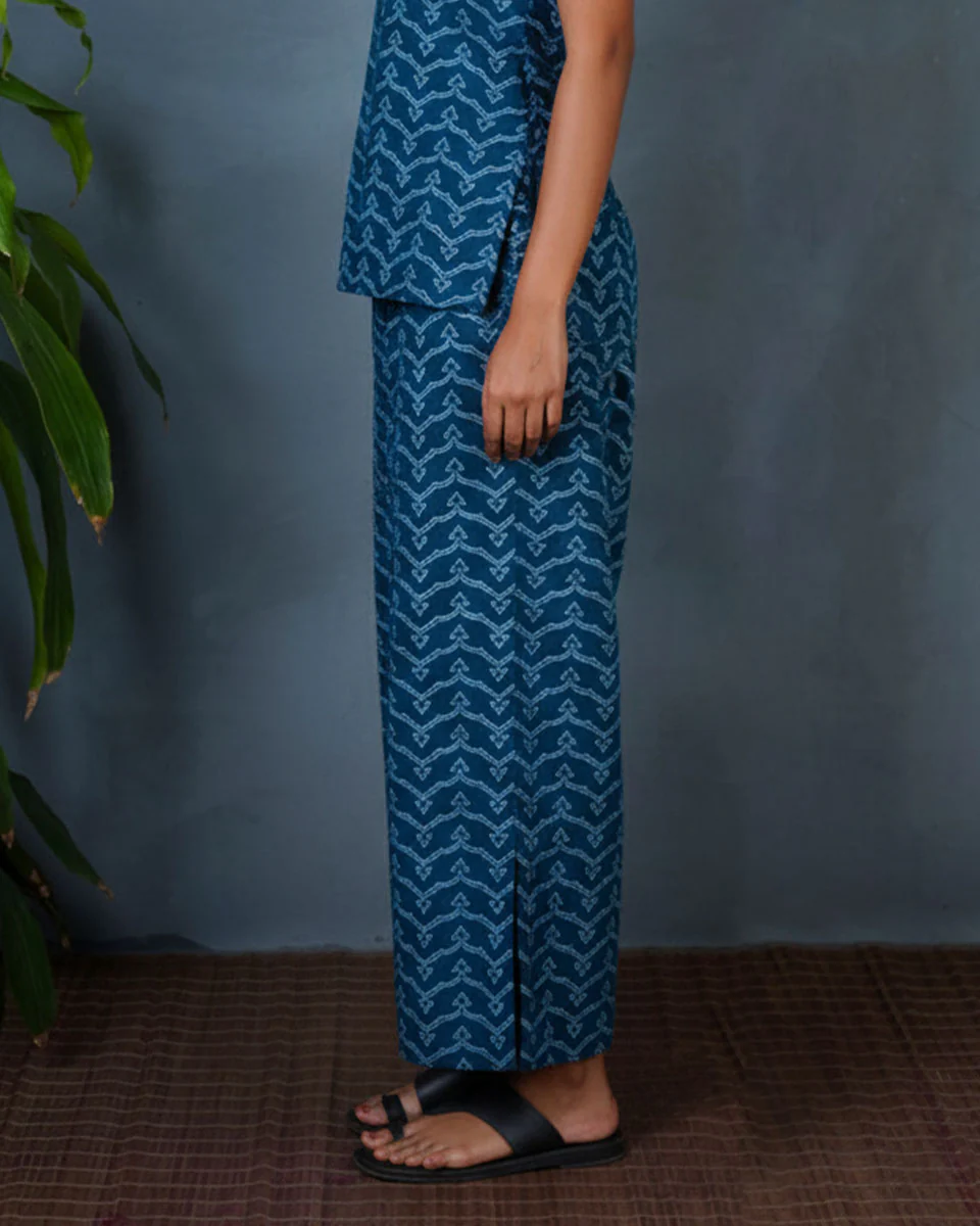 Snehal Teal Green Hand Block Printed Cotton Bottom Pant-MYA - Image 5
