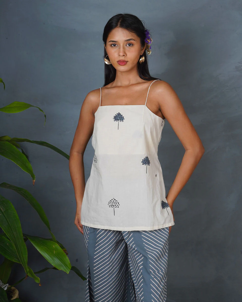 Soft Eclipse Ivory Block Printed Top - BMS - Image 2